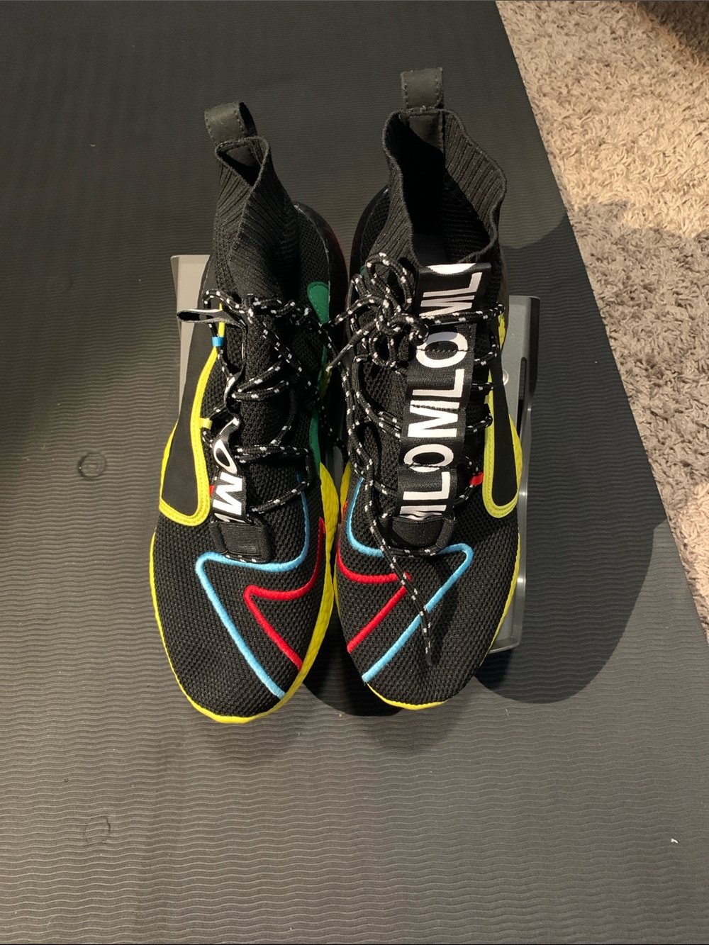 MCM Black Knit Athletic Sneakers with Multicolor Trim